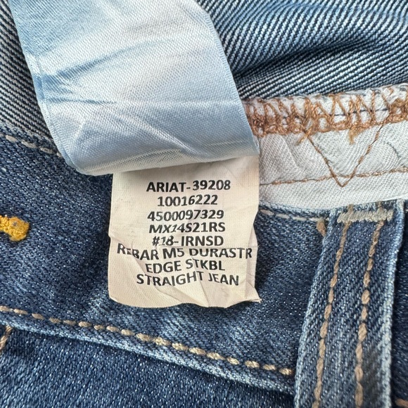 Ariat Rebar Jeans Mens 40x34 Blue M5 Slim Straight Leg Cotton Blend Work Cowboy - Picture 9 of 10